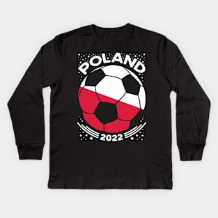 Poland Flag Soccer Football Team Kids Long Sleeve T-Shirt